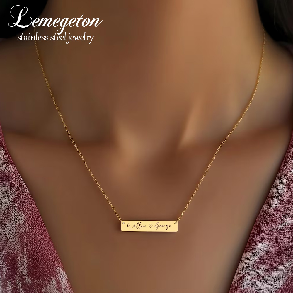 Handwriting Necklace Bar - สร้อยคอชื่อบาร์แบบมินิมอลส่วนตัว จี้สลักชื่อแบบลายมือสำหรับผู้ชายและผู้หญิง เครื่องประดับสลักชื่อ ของขวัญสำหรับคริสต์มาส วันเกิด และงานปาร์ตี้
