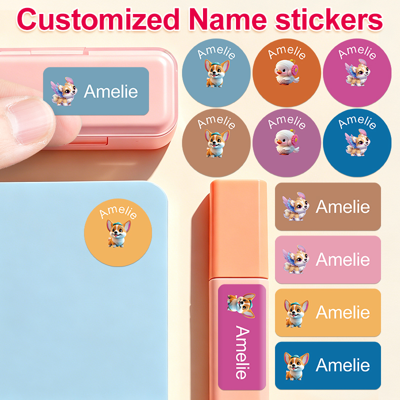 Personalized Name Box - ป้ายชื่อแบบปรับแต่งได้ - ป้ายติดกล่องเก็บของแบบกำหนดเอง ออกแบบเพื่อระบุสิ่งของได้อย่างชัดเจนสำหรับหนังสือเรียน แก้วน้ำ และพื้นผิวเรียบ