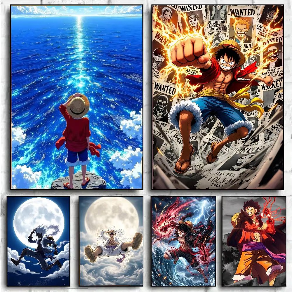 Photo Mosaic Print - ภาพเพชรลายการ์ตูนญี่ปุ่นลูฟี่จากวันพีซ งานศิลปะโมเสกเพชร งานฝีมือสร้างสรรค์ ของตกแต่งบ้านและสำนักงาน ของขวัญ