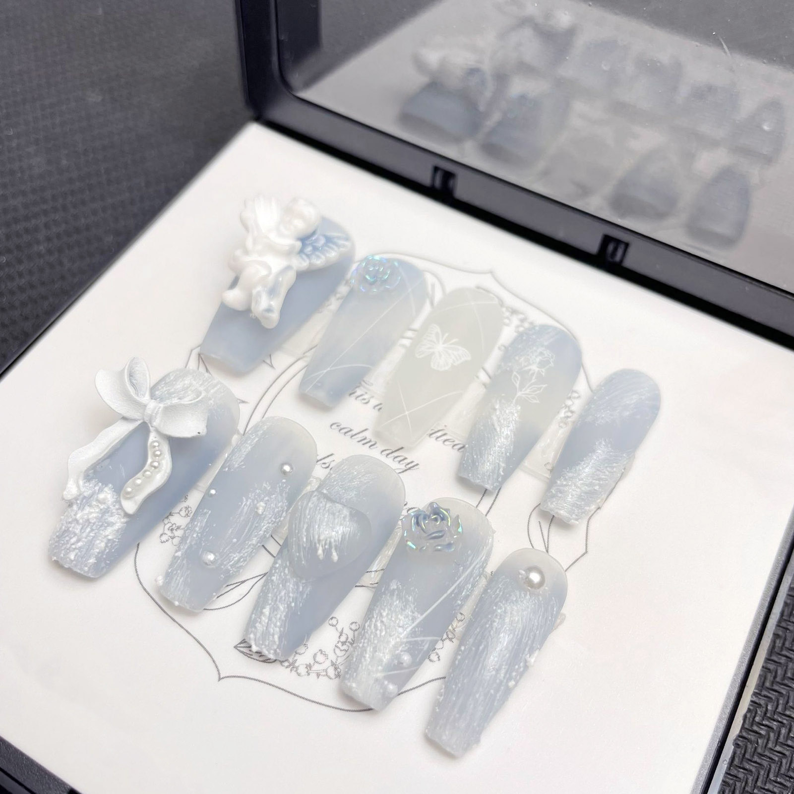 3D พลาสเตอร์ Angel เล็บปลอม Gl - Pressed Flower Art บทวิจารณ์และราคา
