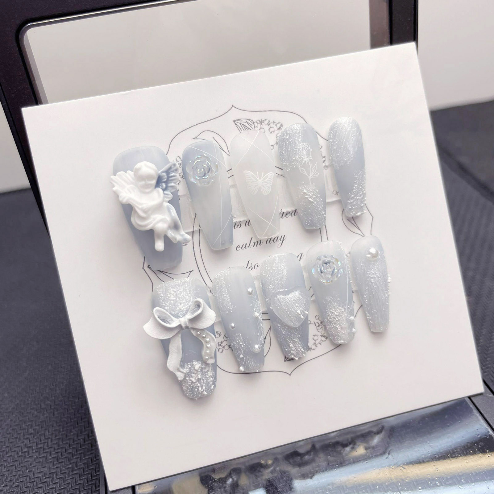 3D พลาสเตอร์ Angel เล็บปลอม Gl - Pressed Flower Art บทวิจารณ์และราคา