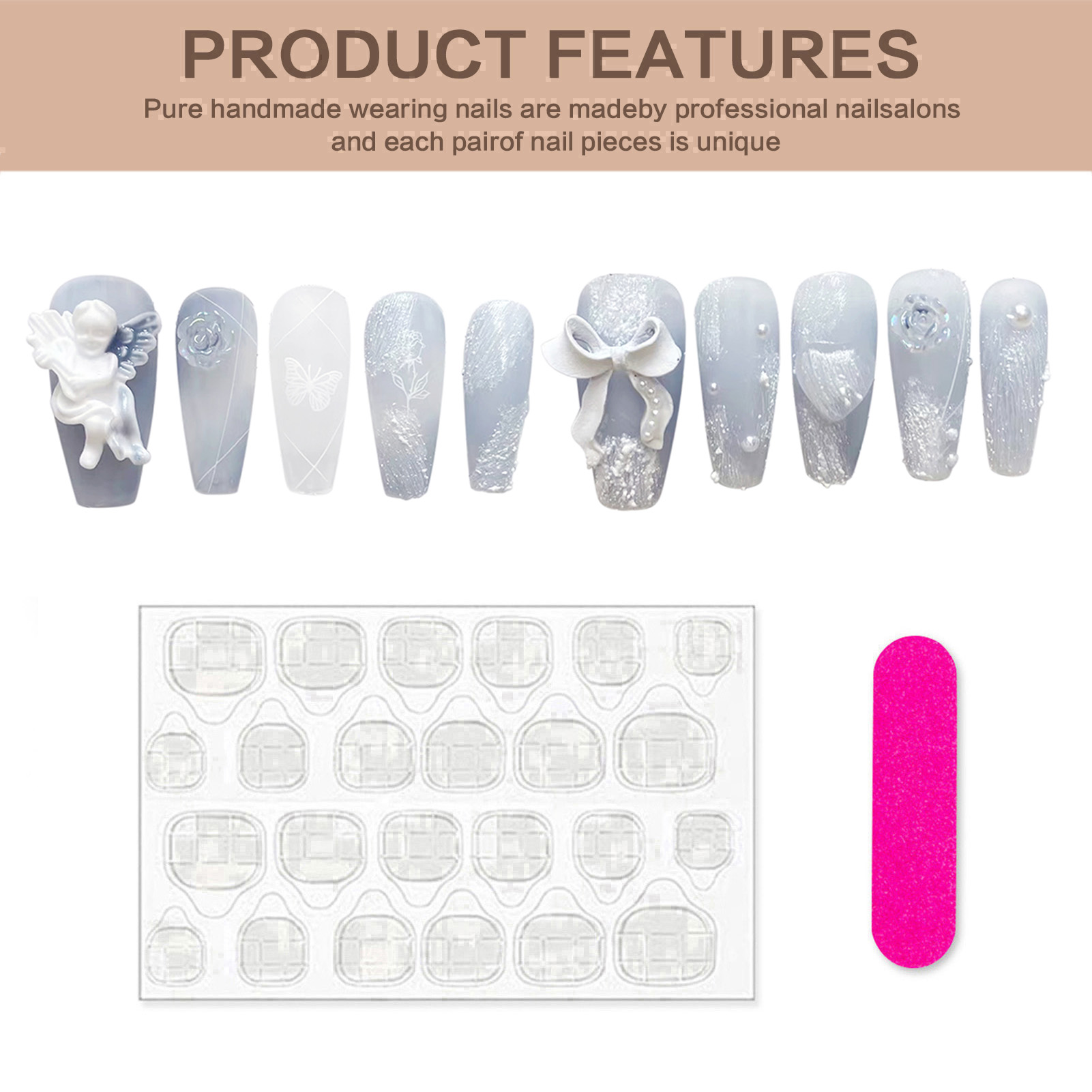 3D พลาสเตอร์ Angel เล็บปลอม Gl - Pressed Flower Art บทวิจารณ์และราคา