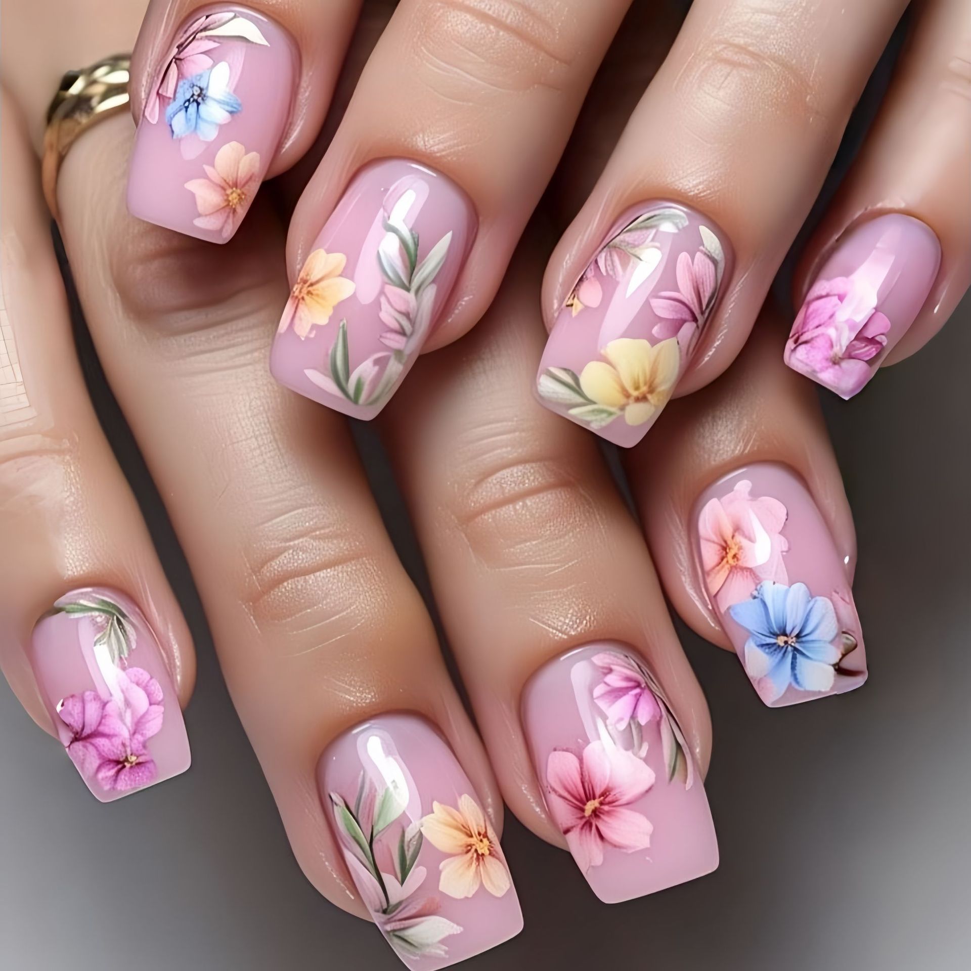 เล็บปลอมขนาดกลางสำหรับผู้หญิงแ - Pressed Flower Art บทวิจารณ์และราคา