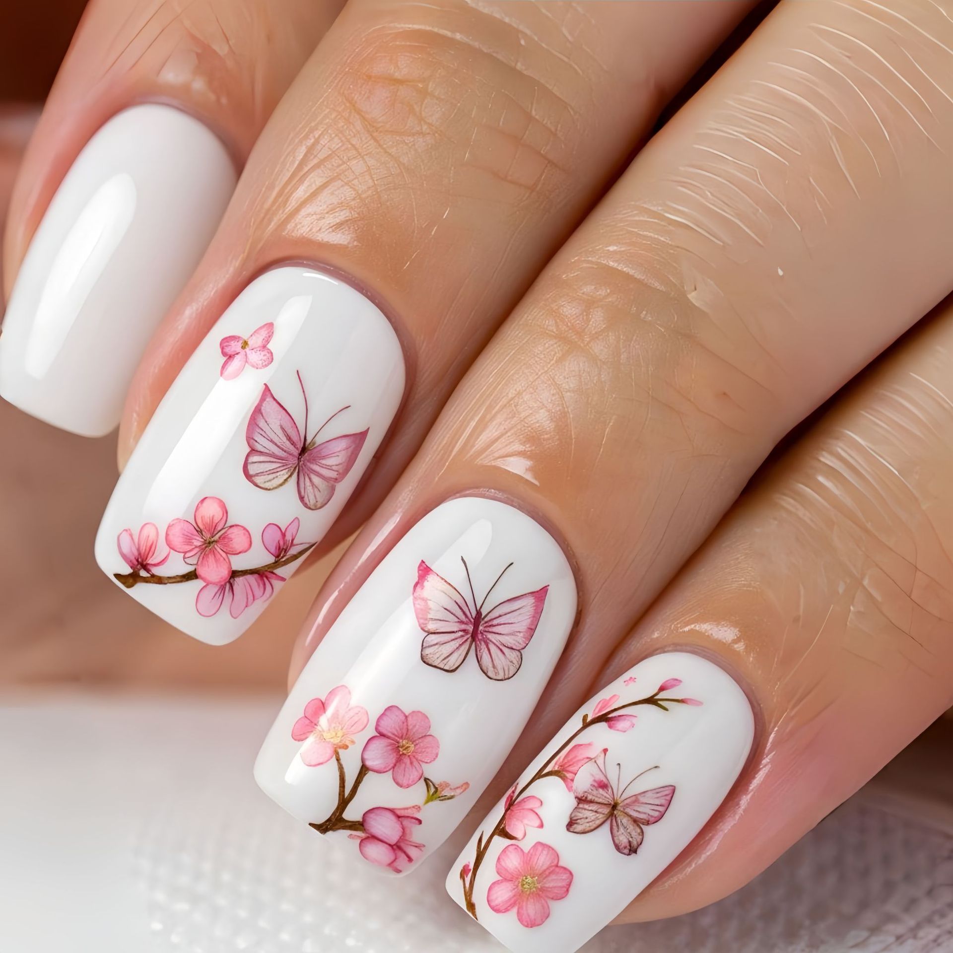 เล็บปลอมขนาดกลางสำหรับผู้หญิงแ - Pressed Flower Art บทวิจารณ์และราคา