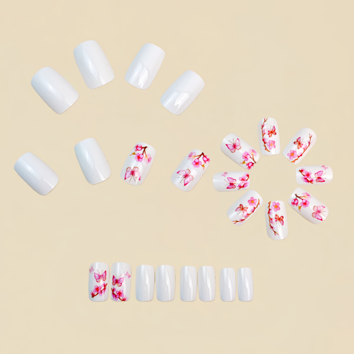 เล็บปลอมขนาดกลางสำหรับผู้หญิงแ - Pressed Flower Art บทวิจารณ์และราคา