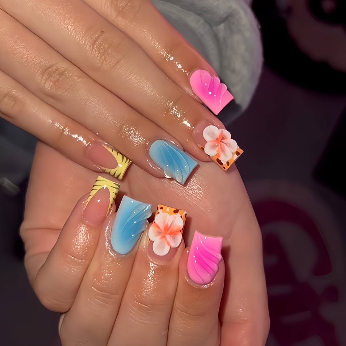 24 ชิ้นสั้นสแควร์หัวเล็บปลอมสี - Pressed Flower Art บทวิจารณ์และราคา