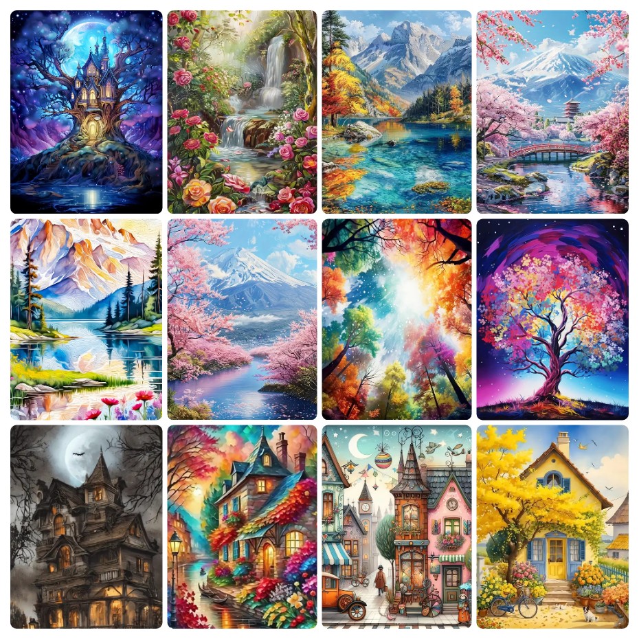 ภาพวาดเพชร 5D DIY ลายดอกไม้ในต - Photo Mosaic Print บทวิจารณ์และราคา