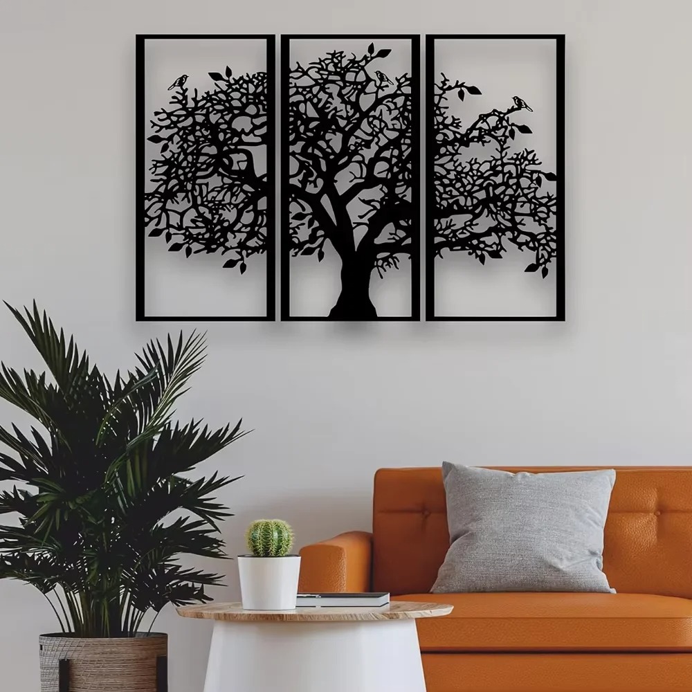 3 ชิ้น งานศิลปะติดผนังโลหะรูปต - Family Tree Print บทวิจารณ์และราคา