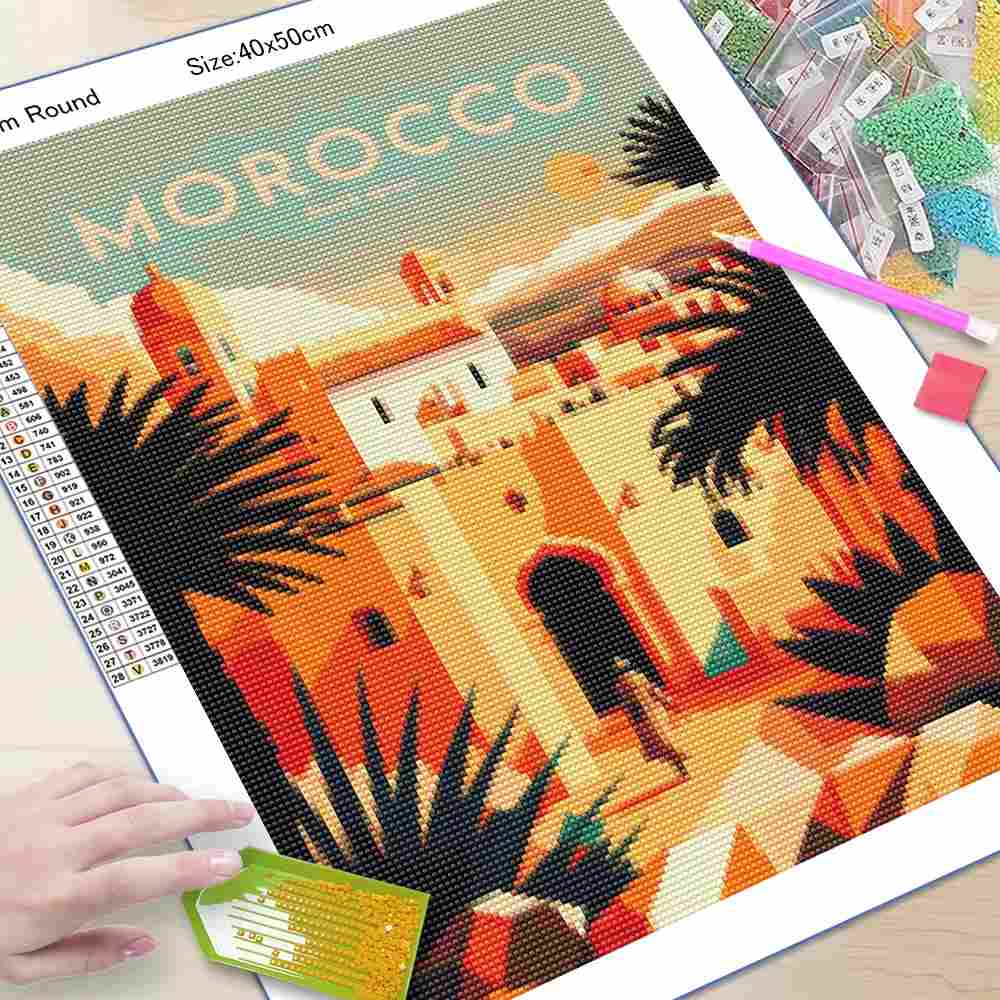ภาพเพชรประดับตกแต่งทิวทัศน์เมื - Photo Mosaic Print บทวิจารณ์และราคา