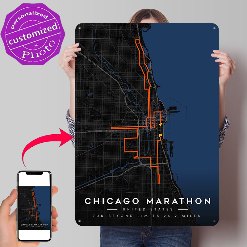 แผนที่เส้นทางวิ่งมาราธอนชิคาโก - Custom Map Poster บทวิจารณ์และราคา